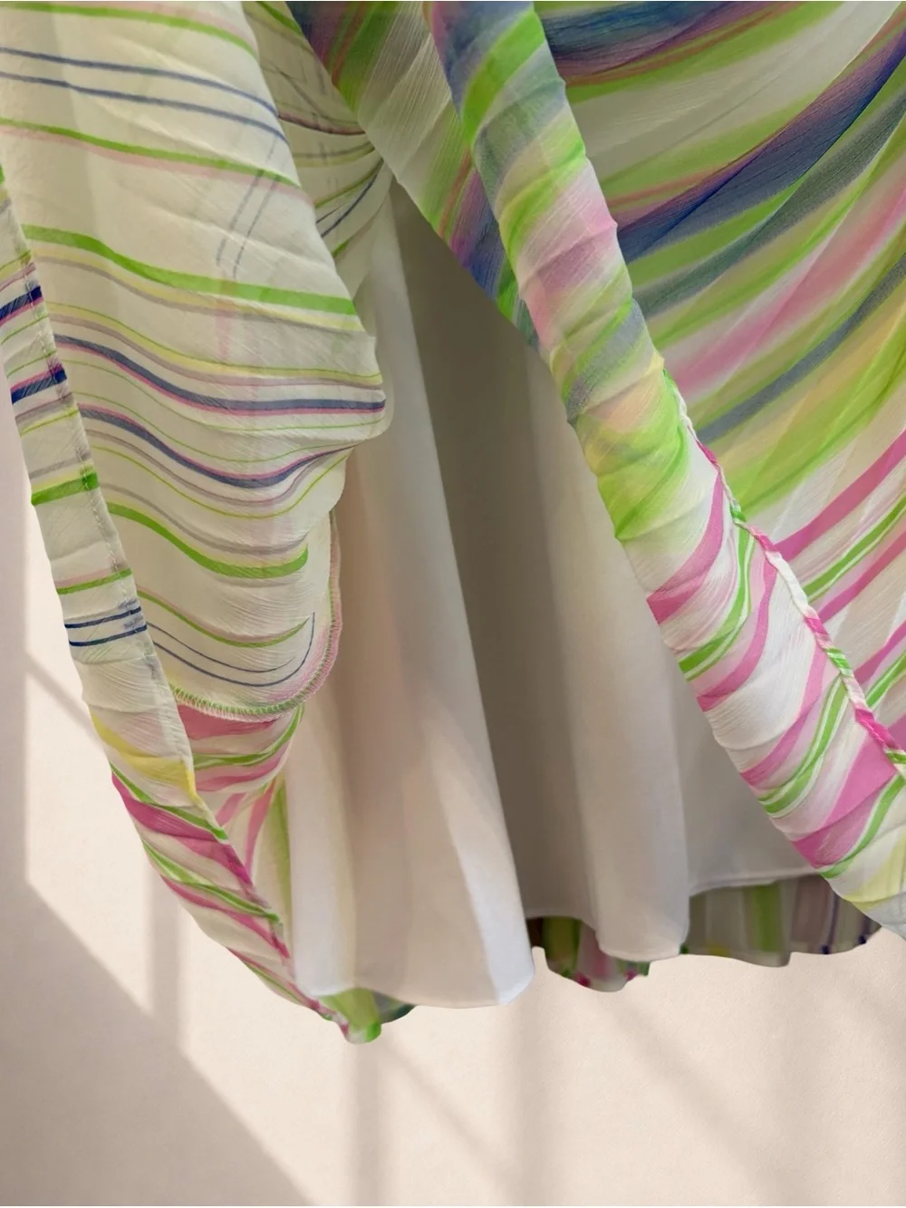 DKNY Scissor Pleated Pastel Stripe Midi Skirt L Y2K Resort Art Print